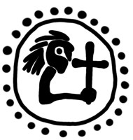 Полуденга (человек с крестом вправо, на обороте линейная надпись). Рисунок аверса