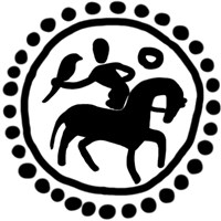 Денга (Самсон, круговая надпись, на обороте всадник с птицей). Рисунок реверса