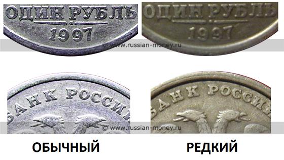Отличие деталей аверса рубля с широким кантом