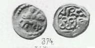 Монета Денга (всадник с мечом вправо, на обороте подражание арабской надписи)