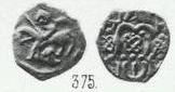 Монета Денга (всадник с мечом влево, на обороте подражание арабской надписи)