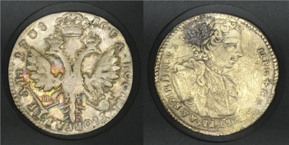 Монета Тинф 1708 года. Разновидности, подробное описание