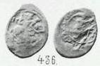Монета Денга (Самсон, круговая надпись, на обороте всадник с копьём, КN)