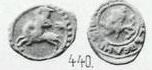 Монета Денга (Самсон, круговая надпись, на обороте всадник влево с поднятым мечом). Разновидности, подробное описание