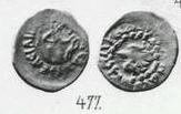 Монета Денга (сцена оммажа, на обороте птица влево, круговые надписи)