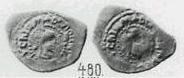 Монета Денга (голова вправо и круговая надпись с двух сторон)