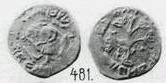 Монета Денга (дровосек, на обороте дерево, круговые надписи)