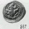 Монета Денга (князь на троне с мечом, на обороте надпись)