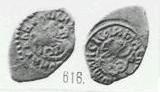 Монета Денга (всадник вправо, на обороте Сирена вправо, кольцевые надписи с двух сторон)