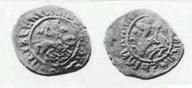 Монета Денга (всадник с копьём и головой назад, К, на обороте зверь влево, кольцевые надписи). Разновидности, подробное описание