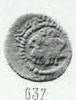 Монета Денга (два человека и кольцевая надпись, на обороте прямая надпись)