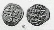 Монета Денга (стоящий воин, на обороте надпись без линий). Разновидности, подробное описание