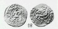 Денга (воин в шляпе, на обороте химера вправо, кольцевые надписи с двух сторон) 