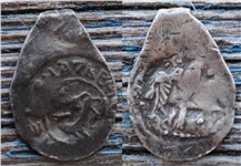 Денга (зверь влево, круговая надпись, на обороте птица Сирин) 