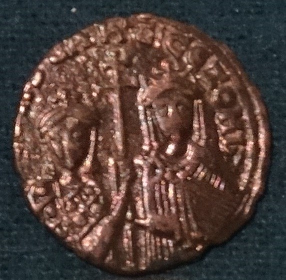 Монета Византия. Фоллис (правление Константина VII и Зои)