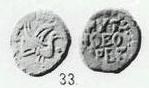 Монета Денга (птица вправо, укороченная надпись). Разновидности, подробное описание