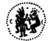 Денга (сцена оммажа, между фигурами крест, буквы С-I, на обороте надпись). Рисунок аверса