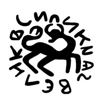 Денга (зверь вправо с развёрнутой головой, на обороте буквы в центре, круговые надписи). Рисунок аверса
