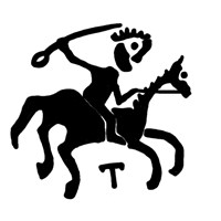 Денга тверская (всадник с саблей, Т, на обороте цветок и круговая надпись). Рисунок аверса