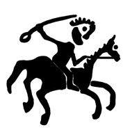Денга московская (всадник с саблей, на обороте голова вправо и круговая надпись). Рисунок аверса