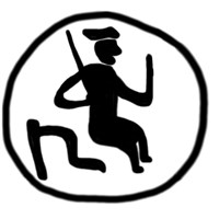 Денга (Самсон, круговая надпись, на обороте князь на троне). Рисунок реверса