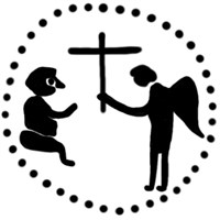 Денга (птица влево, круговая надпись, на обороте человек и ангел с крестом). Рисунок реверса