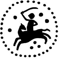 Денга (лев вправо, круговая надпись, на обороте всадник с саблей влево). Рисунок реверса