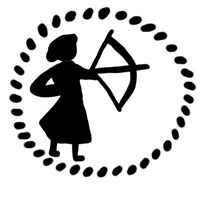 Денга (человек с луком вправо, на обороте надпись). Рисунок аверса