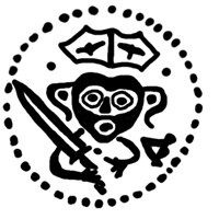 Денга (князь Довмонт и буква Д, на обороте барс вправо и буква Л). Рисунок аверса