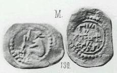 Монета Пуло (денежник в шляпе влево, на обороте надпись)