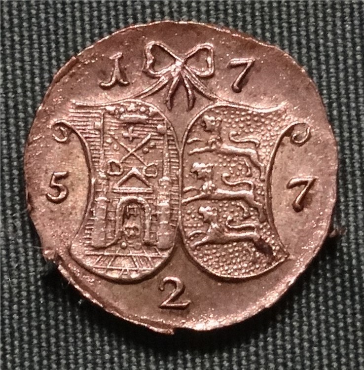 Монета 2 копейки 1757 года (1/48 ливонеза)