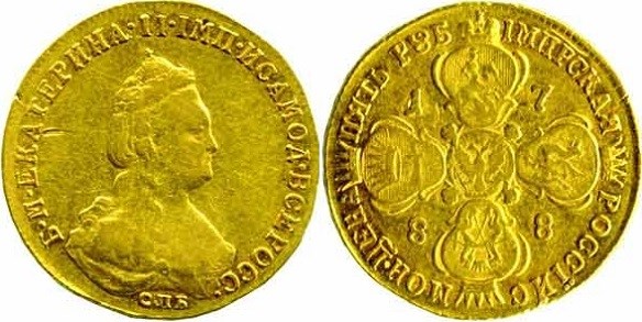 Монета 5 рублей 1788 года (СПБ). Стоимость