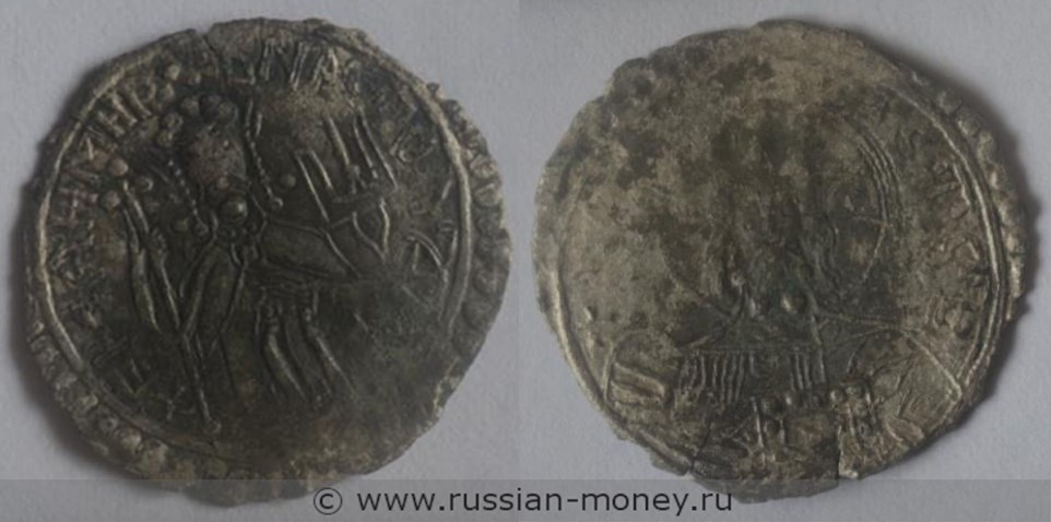 Монета Сребреник Владимира (изображение князя и Христа без букв возле головы, вариант 1). Разновидности, подробное описание
