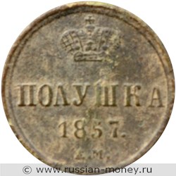 Монета Полушка 1857 года (ЕМ). Стоимость. Реверс