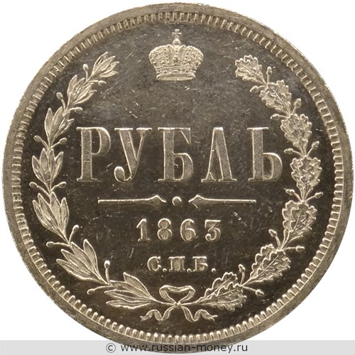 Монета Рубль 1863 года (АБ). Стоимость. Реверс
