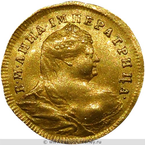 Монета Червонец 1739 года. Стоимость. Аверс