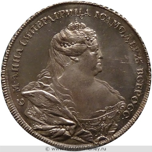 Монета Рубль 1736 года (портрет К. Гедлингера). Стоимость. Аверс