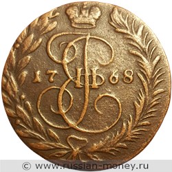 Монета 2 копейки 1768 года (ЕМ). Стоимость. Реверс