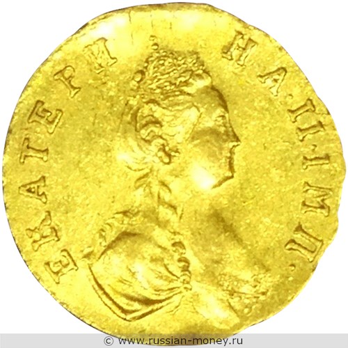 Монета Полтина 1777 года (золото). Стоимость. Аверс