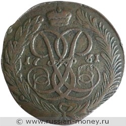 Монета 5 копеек 1761 года. Стоимость. Реверс