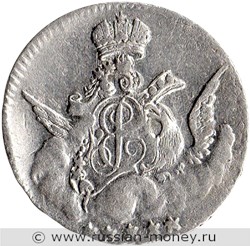 Монета 5 копеек Орёл в облаках 1755 года (СПБ). Стоимость. Аверс
