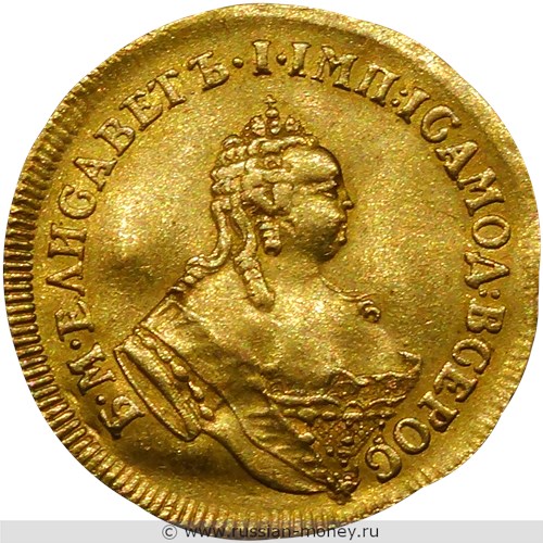 Монета Двойной червонец 1749 года (орёл). Стоимость. Аверс