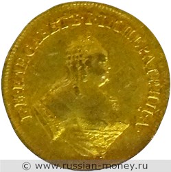 Монета Двойной червонец 1751 года (орёл, АПРЕЛ:). Стоимость. Аверс