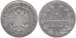 1 марка (markka) 1866 1 марка (S)