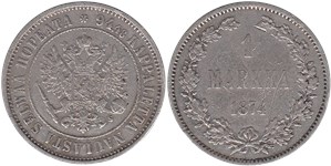 1 марка (markka) 1874 1 марка (S)