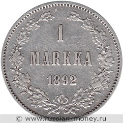 Монета 1 марка (markka) 1892 года (L). Реверс