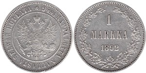 1 марка (markka) 1892 1 марка (L)
