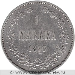 Монета 1 марка (markka) 1893 года (L). Реверс
