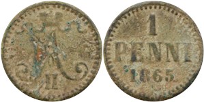 1 пенни (penni) 1865 1 пенни