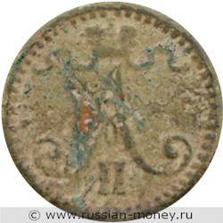 Монета 1 пенни (penni) 1865 года. Аверс